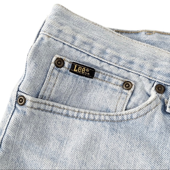 Vintage 90s Lee High Rise Loose Fit Bermuda Mom Shorts Light Wash Faded Denim XL - Picture 9 of 14